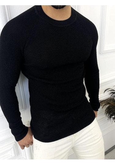 Kazak Slim Fit Naturel Örme Pamuk Tüylenmeyen Triko Dar Kesim Body Kazak 001