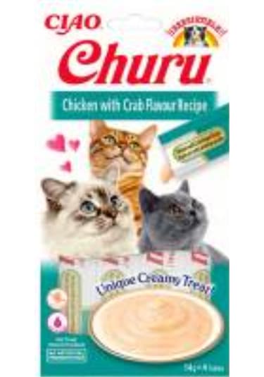 Ciao Churu Cream Tavuklu ve Yengeçli Kedi Ödül Kreması 4 x 14 G