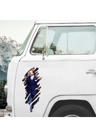 Büyük Atatürk Mustafa Kemal Atatürk Sticker - Araba Oto Motosiklet Karavan Sticker - 00322 15x6 Cm