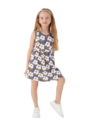 Rolypoly Florals Kız Çocuk Elbise Antrasit