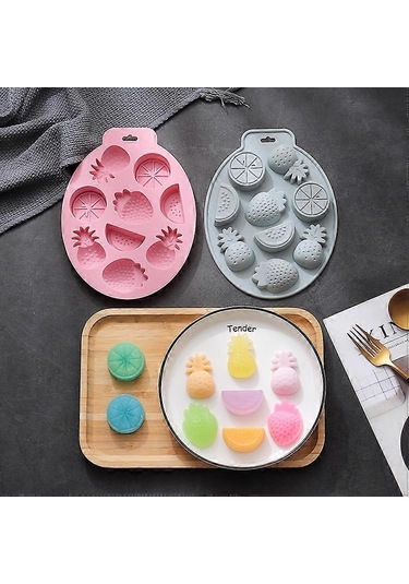 Adet Yaz Meyvesi Tarzı Kek Çikolata Pişirme Kalıbı Silikon Kendin Yap Buz Küpü Kalıbı Mavi Çok Renkli