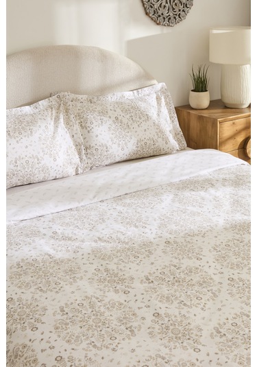 Kaşmir Home Grasy %100 Pamuk Çift Kişilik Nevresim Takımı Bej Bej