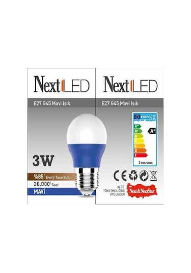 Nextled 3W Mavi Renk Gece Lambası Mavi