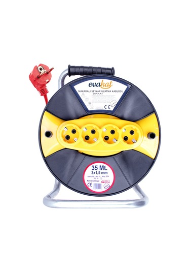 Evakat 3x1.5 MM  Sertifikalı Makaralı Uzatma Kablosu 35 M