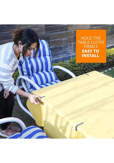 Lemestar 12 Adet Paslanmaz Çelik Masa Örtüsü Klembi - Dış Mekan Piknik İçin Dayanıklı Rüzgar Tutan Tutucular 2.95x1.77x0.47 İnç Gümüş