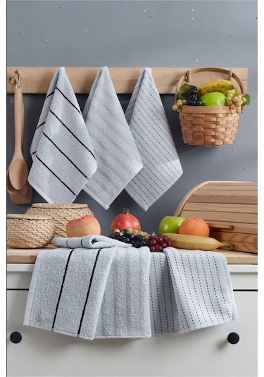 6 Lı El Yüz Mutfak Havlusu Seti Sophia 30 X 50 Cm Gri