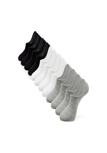 Mood Agenda Kadın Pamuklu Görünmez Sneakers Çorap 12 Adet Renkli Çok Renkli