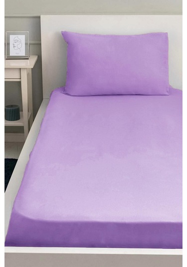 Lastiksiz Dokuma Düz Renk 160x240 Çarşaf Ve Yastık Kılıfı Lila