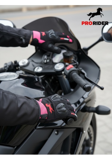 Yüksek Korumalı Kadın Motosiklet Eldiveni Pembe Avuç İçi Slider Korumalı