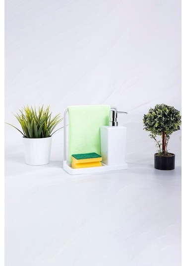 Luna Mutfak Sıvı Sabunluk Beyaz, Bez Askılı-1189