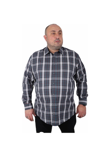 Starbattal Büyük Beden Erkek Gömlek Line Square 23367 NEFTI Lacivert