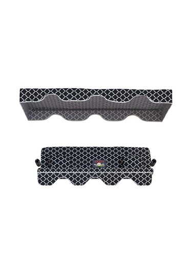 Karaburun 3 Kişilik Salıncak Minderi Yedek Bahçe Salıncağı Minderi Süngersiz Kılıf Siyah - Beyaz