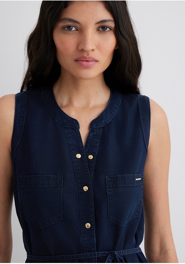 Mavi - Suzy Mürekkep Rengi Gold Denim Elbise 130317-81270 Mavi