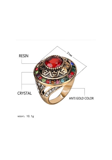 Siyah Kraliyet Tarzı Renkli Kristal Türk Geniş Yüzük Türkiye Çiçek Yuvarlak Reçine Parti Takı Vintage Kadın Bayan Parmak Yüzük 8 Siyah