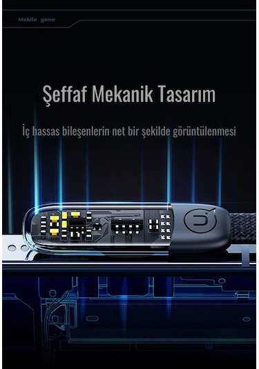 Usams Sj583 20w Lightning To Type-c Dirsek Hızlı Şarj Ve Veri Kablosu 1.2m Şeffaf Siyah