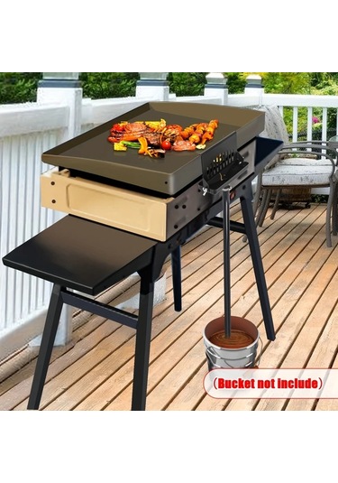 Willowhaven 1 Adet Arka Yağ Toplayıcı, Siyah Karbon Çelik Blackstone Yağ Filtresi, Hortumlu Geliştirilmiş Yağ Tahliye Hunisi