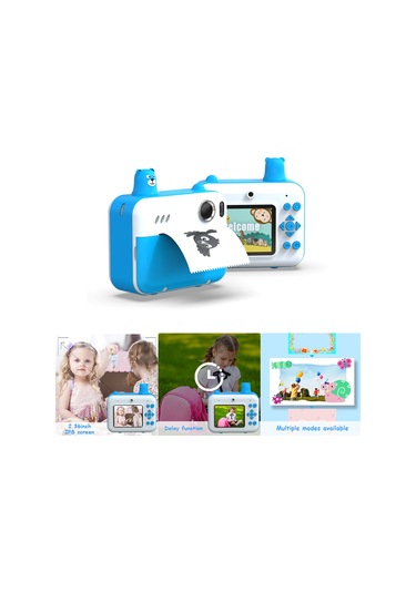 Springsun Çocuklar İçin Hızlı Baskı Kamera - 1080p Video/ Fotoğraf, 2.36" Ips Ekran, Çift Kameralı, Mp3 Çalar, Mavi Batteri Ve Baskı Kağıdı Dahil