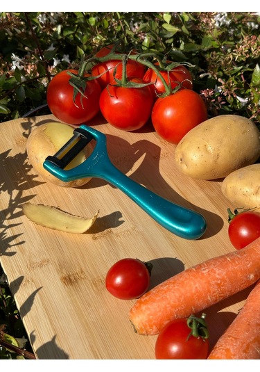 Solingen Pırıltılı Turkuaz Sapan Soyacak Paslanmaz Alman Çeliği, Ergonomik Sap, Yüksek Keskinlik-254 Mavi