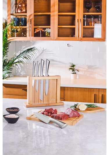 Emsan Matriks 7 Parça Snd  Kesme Tahtalı Bıçak Seti Paslanmaz