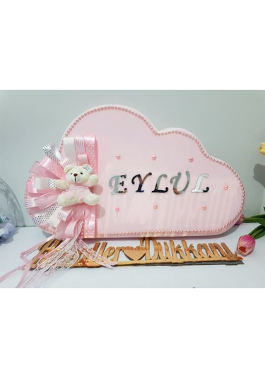 İnci Süslemeli Taç Bebek Odası Kapı Süsü Çok Renkli