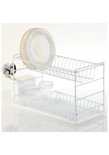 Hagenömür Boyu Paslanmaz Iki Katlı Tabaklık Bulaşıklık 50 Cm Beya Beyaz