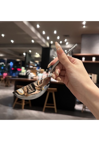 Kangvka 18-10 Paslanmaz Çelik Kısa Saplı Büyük Başlı Servis Kaşığı - Çorba, Pirinç Ve Makarna İçin Ergonomik Tasarım Diğer