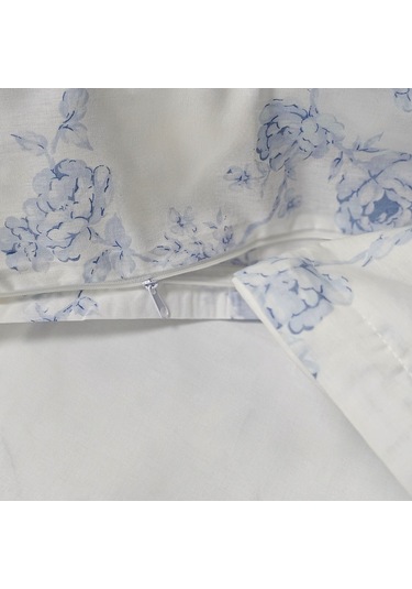 Çift Kişilik %100 Pamuk Mavi Çiçek Nevresim Takımı | Mavi & Beyaz | 4 Parça | Yumuşak Dokulu