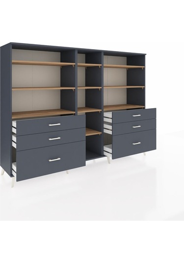 Hyperion Dolap 10 Raflı 6 Çekmeceli 220x44x163 Antrasit-çam/antr Antrasit-çam/antrasit