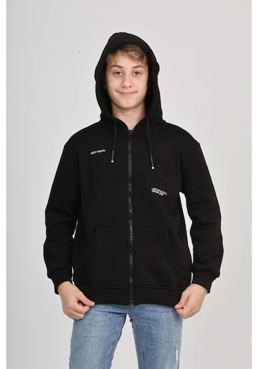 Toontoy Erkek Çocuk Luxury Baskılı Hırka Siyah