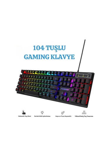 Shopytech Rgb Aydınlatmalı 104 Tuş Gaming Klavye Usb 2.0 Mekanik Tuş Hissi Fn Kısayolları
