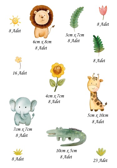 Orman Hayvanları Temalı Çocuk Odası Sticker Seti