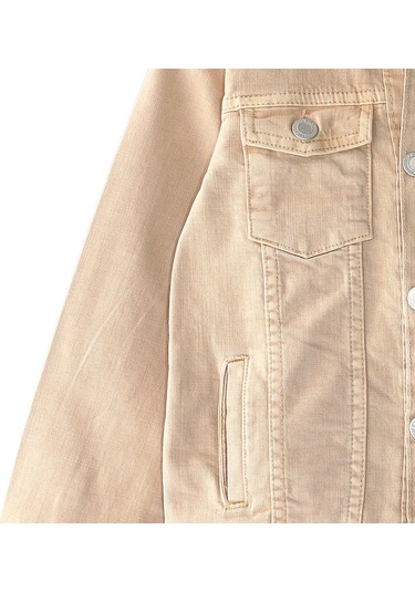 Erkek Çocuk Cep Detaylı Denim Kot Jean Ceket Erkek Çocuk Kot Mont 5-15 Yaş Bej 2101 Bej