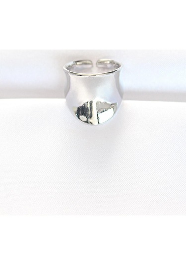 Silver Renk Ayarlanabilir Kavisli Ayna Yüzük Gümüş