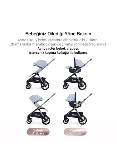 Huggy Mate 5 İn 1 Çift Yönlü Travel Bebek Arabası
