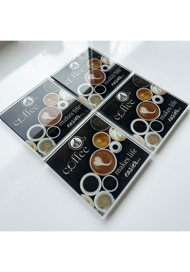 Decorita Cam Bardak Altlığı | Makes Life Easier | 4'lü Takım Çok Renkli