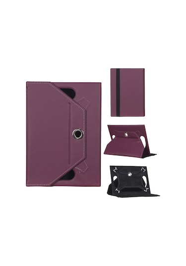 Alcatel 1t 9309x Tablet Kılıfı Mor Kapaklı Ve Askılı Standlı Kapak
