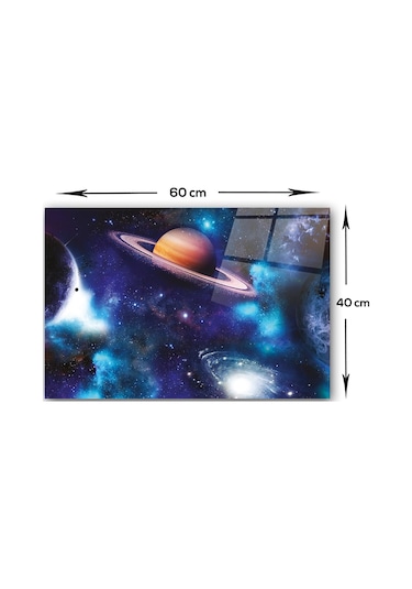 Decorita Cam Ocak Arkası Koruyucu Galaksi Desen - Renkli  40 CM x 60 CM