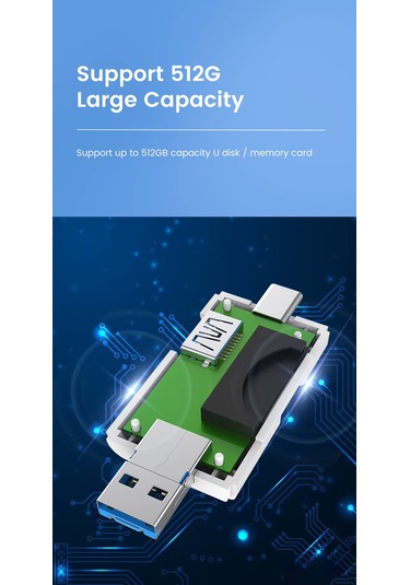 Usb 2.0 6 İn 1 Kart Okuyucu Ve Usb Çoklayıcı Type-c, Micro Usb, Sd/tf Kart Desteği Zr826