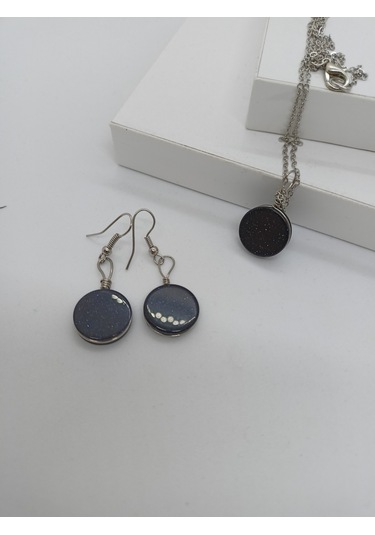 Yıldız Taşı Kolye/Küpe Set - Doğaltaş Kolye ve Küpe Takım-1027