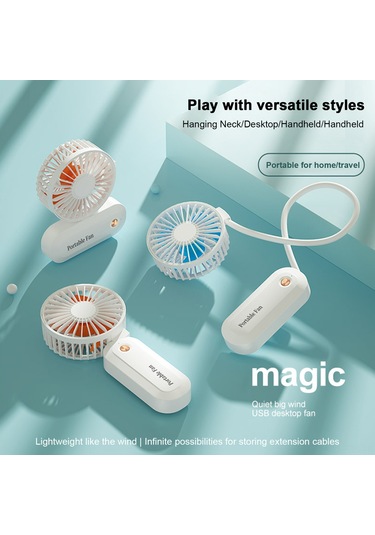 Fosenze Kolluk Tipi, Masaüstü Ve El Tutan Üçlü Kullanimlı Mini Fan - Tek Tuş Kontrol, 3 Hız Seviyesi, 1200mah Li-pil, Mavi F-158