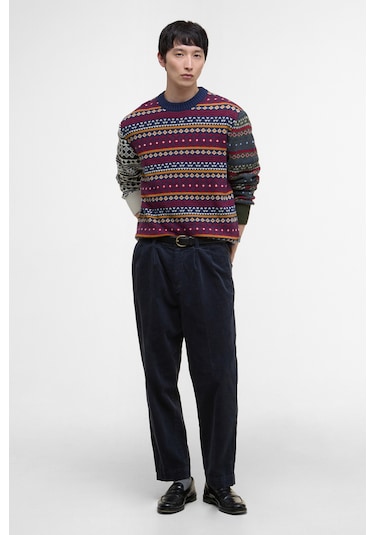 Barbour Patchwork Fair Isle Crew Neck Kazak Ny31 Navy Mix Ny31 Navy Mix