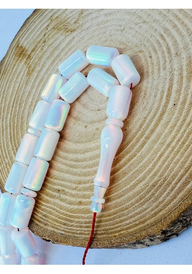 Opal Tesbihler Usta İşi Beyaz