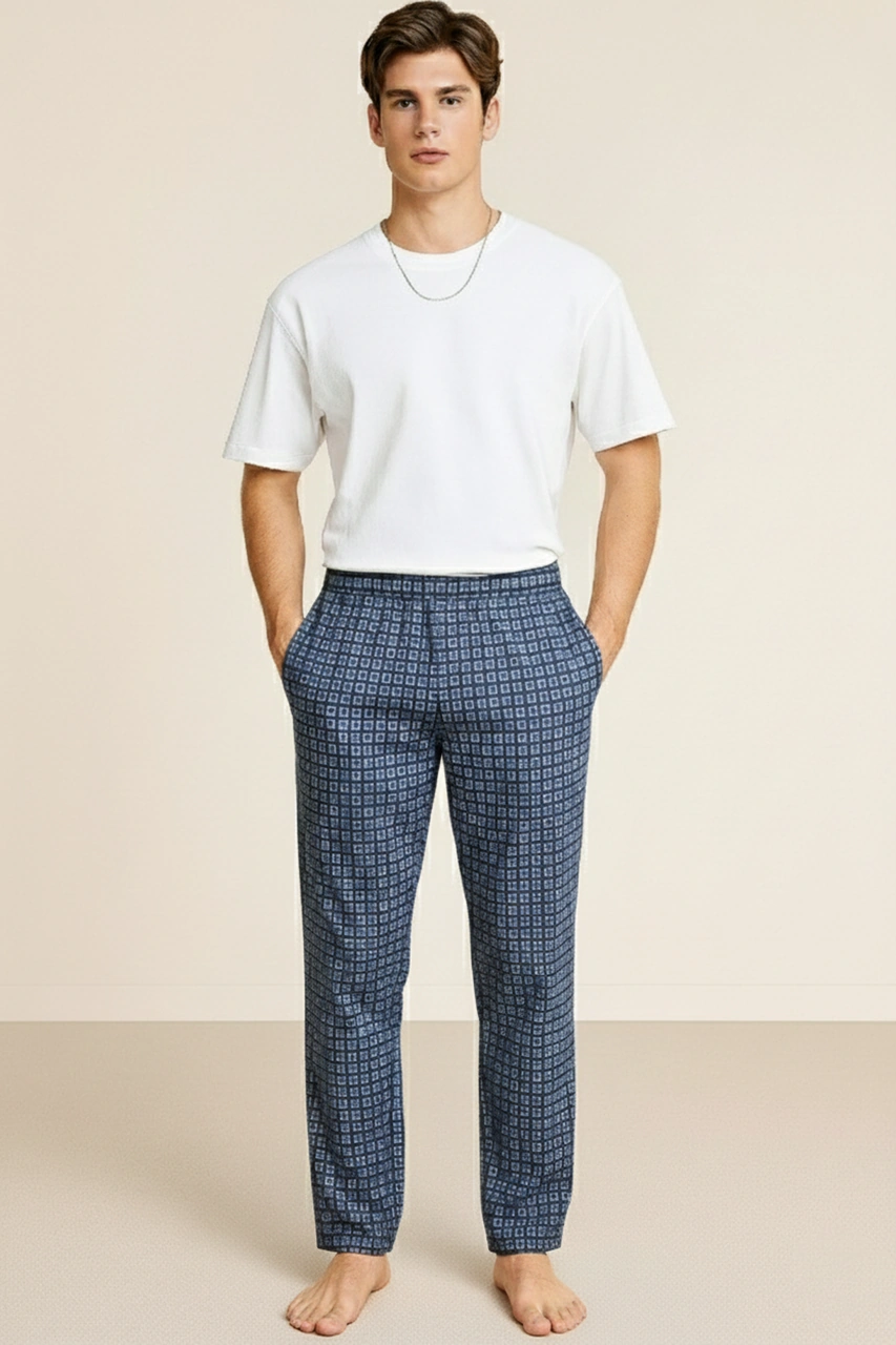 Erkek %100 Pamuk Cepli Ekose Pijama Altı Desen 2 040 Desen 2
