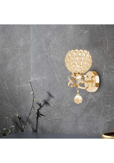 Homyl Kristal Duvar Işıkları Başucu Koridor Lambası Gümüş Gümüş