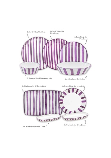 The Mia Joy Yemek Takımı 6 Kişilik 31 Parça Mor 3101 Çok Renkli