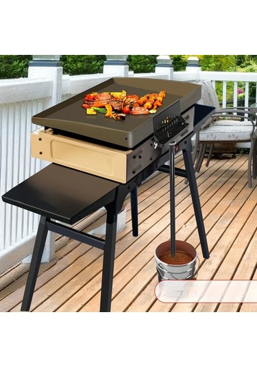 Willowhaven 1 Adet Arka Yağ Toplayıcı, Siyah Karbon Çelik Blackstone Yağ Filtresi, Hortumlu Geliştirilmiş Yağ Tahliye Hunisi