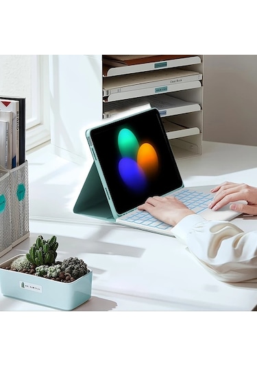 Honeybeeshop Yeşil İpad Uyumlu Pro 11 Ve Air4/5/6 10.9 İçin Klavyeli İpad Uyumlu Kılıfı 7 Renkli Aydınlatmalı Çıkarılabilir Tablet Klavyesi Ve Dokunmatik Ped İle Kalem Tutuculu