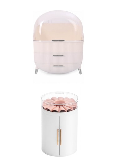 Piev House By House 2 Si 1 Arada Makyaj Ve Takı Küpe Kolye Bujiteri Düzenleyici Organizer Set Krem