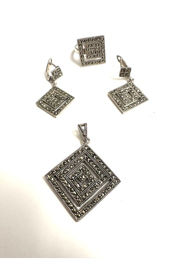 Markazit Taşlı Gümüş Set Takım 925 Ayar 20,83 Gram