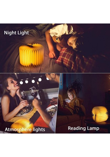 5.7 İnç Ahşap Kitap Lambası, Çok Renkli Katlanır Kitap Lambası Otomatik Olarak Renk Değiştirir, Usb Şarj Edilebilir Ahşap